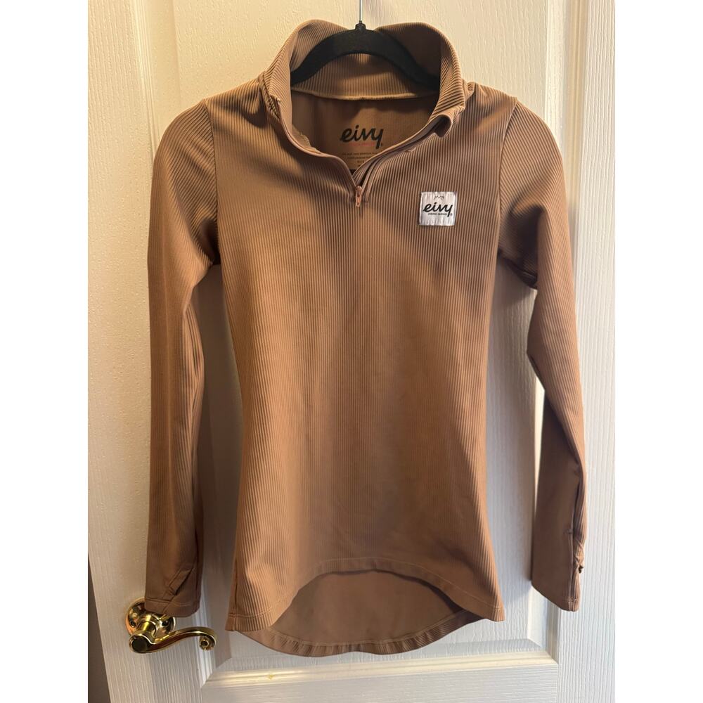 Eivy Tan Ribbed Yoga Althletic 1/4 Zip Size Small